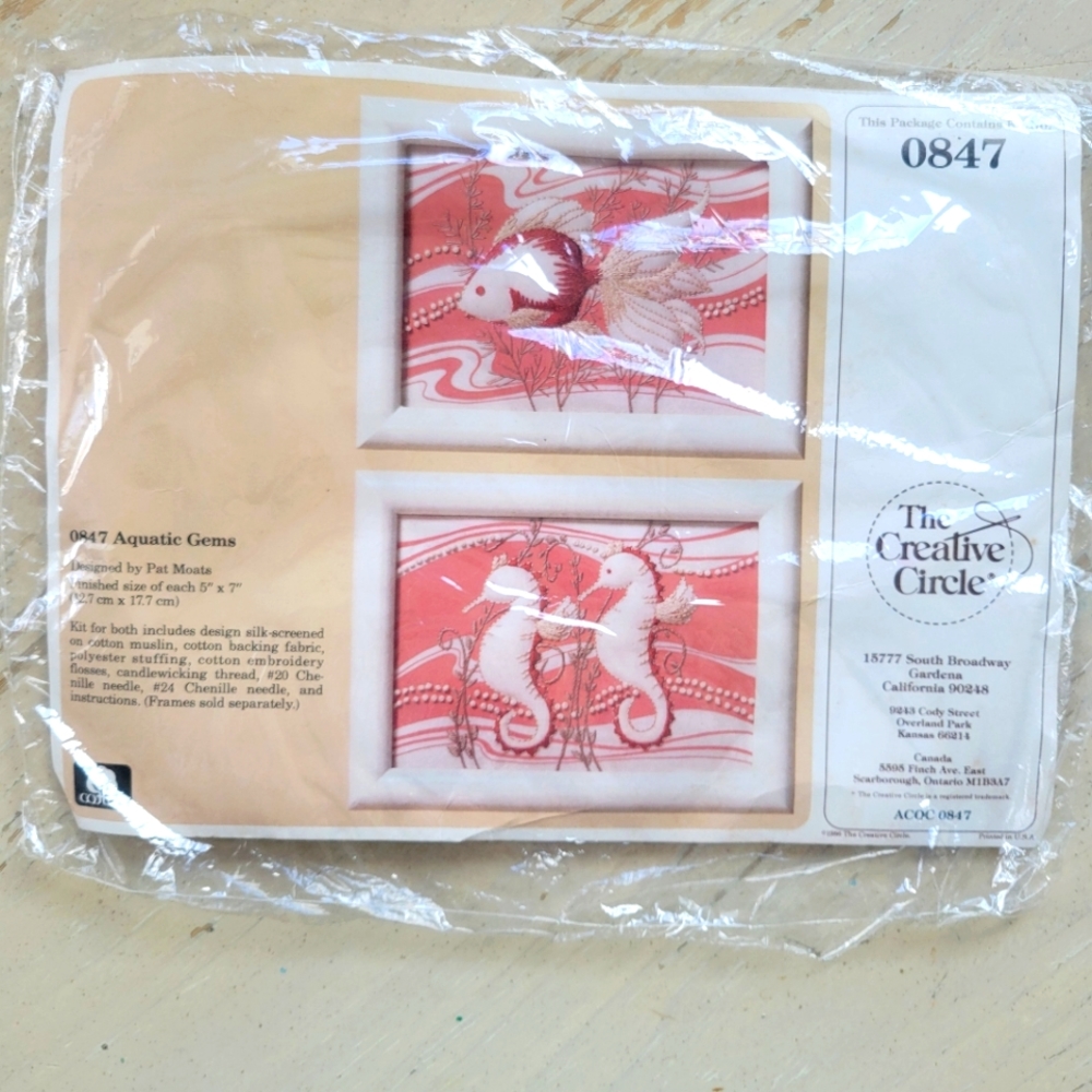 1986 Vintage The Creative Circle #0847 Aquatic Gems Embroidery Kit
